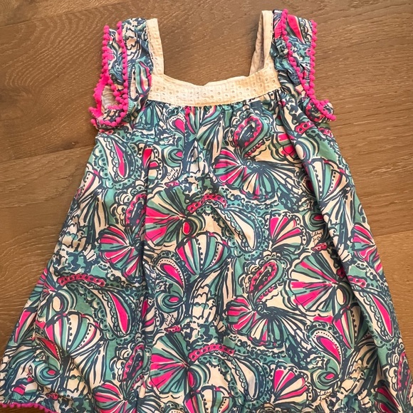 Lilly Pulitzer for Target 4T Dress My Fans Dress Eyelet Pom Poms Girls lined - Picture 3 of 4